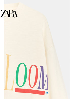 أصلي 100% بلوزة ZARA x Fruit of the Loom أوف وايت - رفعة