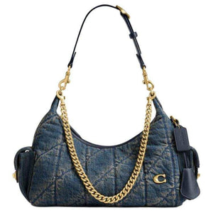 Coach Juliet Shoulder Bag 30 | حقيبة كوتش جولييت الدينيم بتطريز ألماسي 💎.