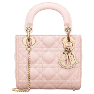 DIOR Lady Dior Detachable Chain Shoulder Strap Cannage Sheepskin Davis Bag Shoulder Crossbody Tote Mini Women's Carmine Pink