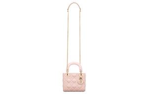 DIOR Lady Dior Detachable Chain Shoulder Strap Cannage Sheepskin Davis Bag Shoulder Crossbody Tote Mini Women's Carmine Pink