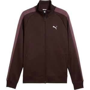 جاكيت رجالي رياضي بياقة واقفة بشعار PUMA باللون البني الشوكولاتي الداكن