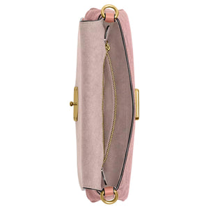 COACH Jet 25 brand logo coated canvas with calfskin shoulder bag, medium size, women's, pink