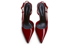 CHARLES & KEITH حذاء كعب عالي Slingback نسائي لامع بمقدمة مدببة.