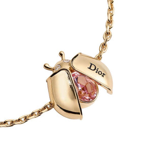 DIOR Dior Dior Lady Spark Series Ladybug Logo Design Crystal Bracelet Unisex Couple Style Gold Pink