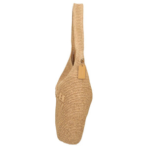 COACH Brooklyn 39 Woven Design Letter Print Straw Single Shoulder Bag Large Women's Beige