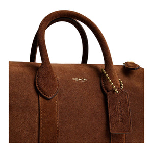 COACH Compass 25 Brand Logo Adjustable Detachable Shoulder Strap Compass Bag Suede Handbag Medium Women's Brown