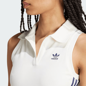 فستان adidas Originals بولو أبيض رياضي نسائي - رفعة