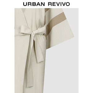 حزام الربط عند الخصر في فستان نسائي واسع