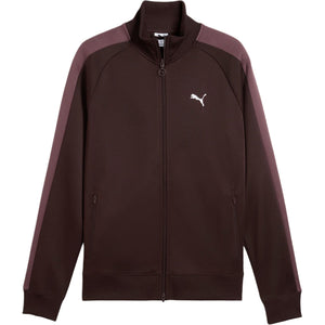 جاكيت رجالي رياضي بياقة واقفة بشعار PUMA باللون البني الشوكولاتي الداكن