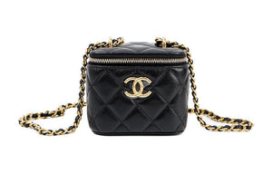 حقيبة Chanel Vanity نسائية فاخرة جلد أسود - رفعة