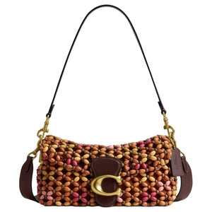 COACH Tapby 26 Wooden Bead Snap-Closure Wood Blend Leather Single Shoulder Bag Medium Women's Maple Style