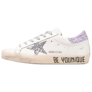 حذاء رياضي Golden Goose Super-Star أبيض بنجمة فضية نسائي - رفعة