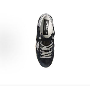 حذاء رياضي Golden Goose Super-Star أسود بجليتر فضي - رفعة