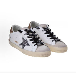 حذاء رياضي نسائي Golden Goose أبيض بنجمة جليتر فخم - رفعة