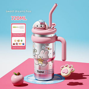 كوب عازل حراري Ceramic Liner سعة 720ML بتصاميم كرتونية لطيفة - رفعة