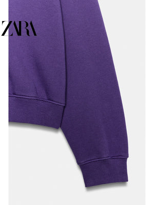 سويت شيرت Zara بنفسجي Fruit of the Loom مريح - رفعة