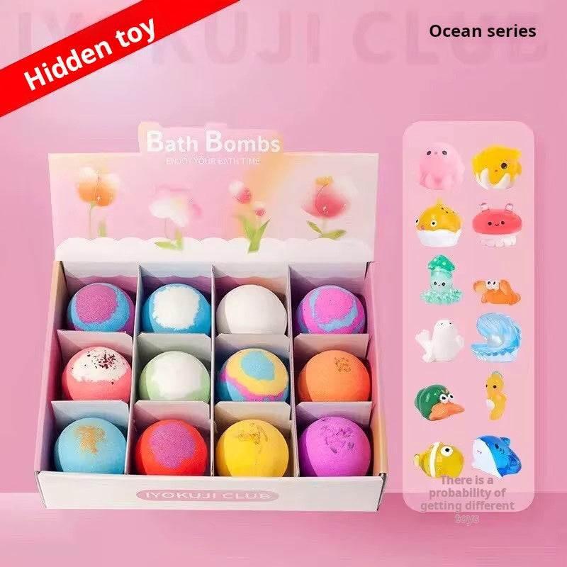 Bath Bombs With Bath Toys Inside | كرات ملح استحمام فوارة مع ألعاب بحرية للأطفال.