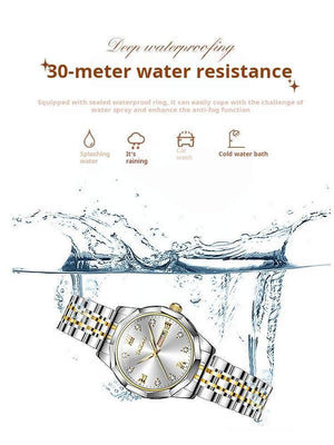 ساعة يد TAXAU نسائية فاخرة Diamond Dial ضد الماء.