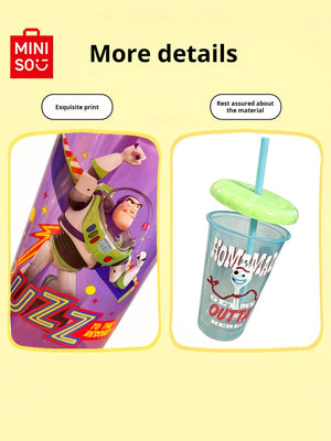 MINISO Disney Toy Story Series Straw Cups, Plastic Cups, Portable Cups, 4-Piece Summer Set