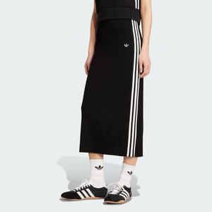تنورة Adidas نسائية سوداء بثلاثة خطوط رياضية - رفعة