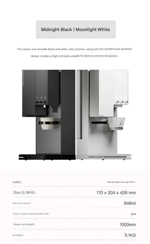 Premium Moonlight White version of the xBloom Studio Enterprise automatic commercial coffee machine isolated on a clean white background.
اكس بلوم ستوديو
اكسبلوم ستوديو