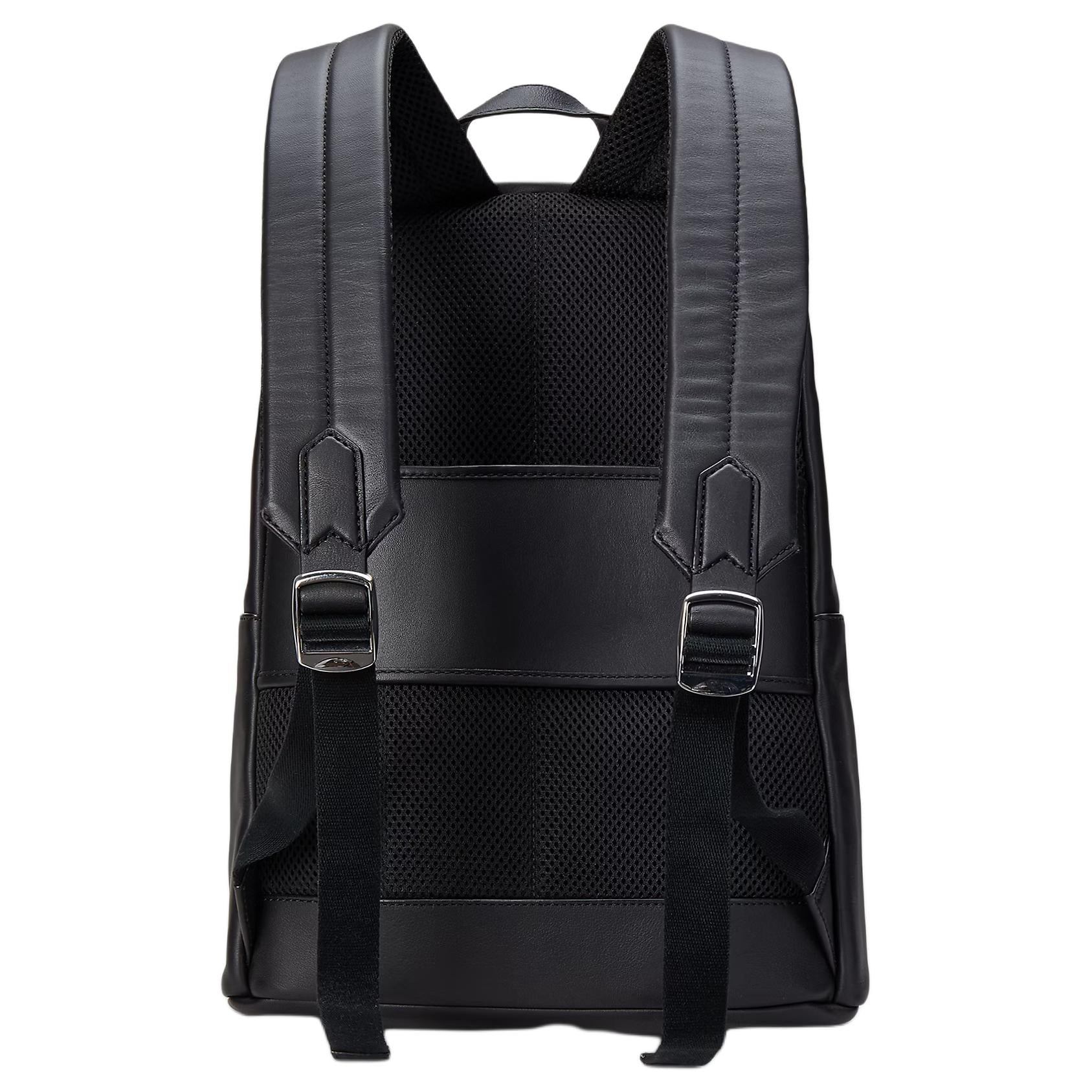 Polo Ralph Lauren logo zipper closure leather backpack and backpack men's black