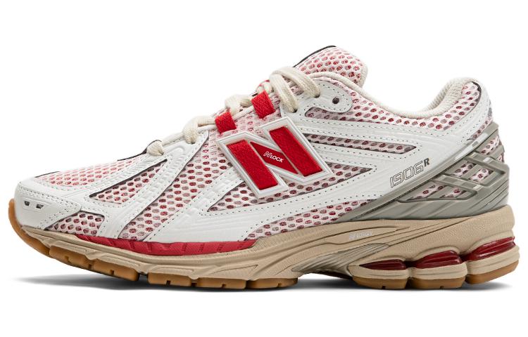 New Balance NB 1906R Trendy Vintage Comfortable Fabric, Synthetic Leather, Low-Top Casual Running Shoes, Unisex, White and Red