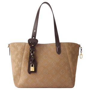 LOUIS VUITTON All In One classic LV padlock name tag with rich details, embossed suede cowhide leather shoulder bag, small size, women's style, beige brown