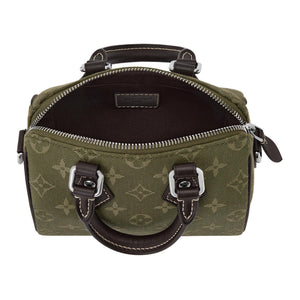 LOUIS VUITTON Speedy BANDOULIÈRE 18 Workwear Aesthetic Distressed Metal Monogram Surplus Jacquard Fabric Handbag Women's Green
