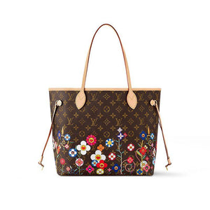 حقيبة Neverfull بنقشة Monogram وأزهار Murakami الملونة.