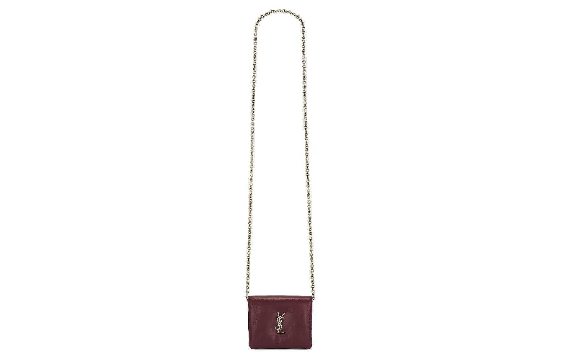 SAINT LAURENT YSL Lambskin Crossbody Shoulder Bag Red.