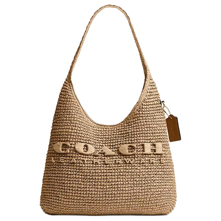 COACH Brooklyn 28 Magnetic Buckle Closure Logo Paper Single Shoulder Bag Small Women's Light Brown
