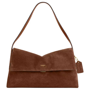 COACH Chelsea 36 Brand Logo Push-Lock Closure Cowhide Layered Leather Single Shoulder Bag Large Women's Warm Brown