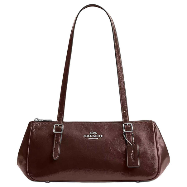 COACH Asher 34 Signature Print Silver Accessories Leather Underarm Shoulder Bag Large Women's Maple