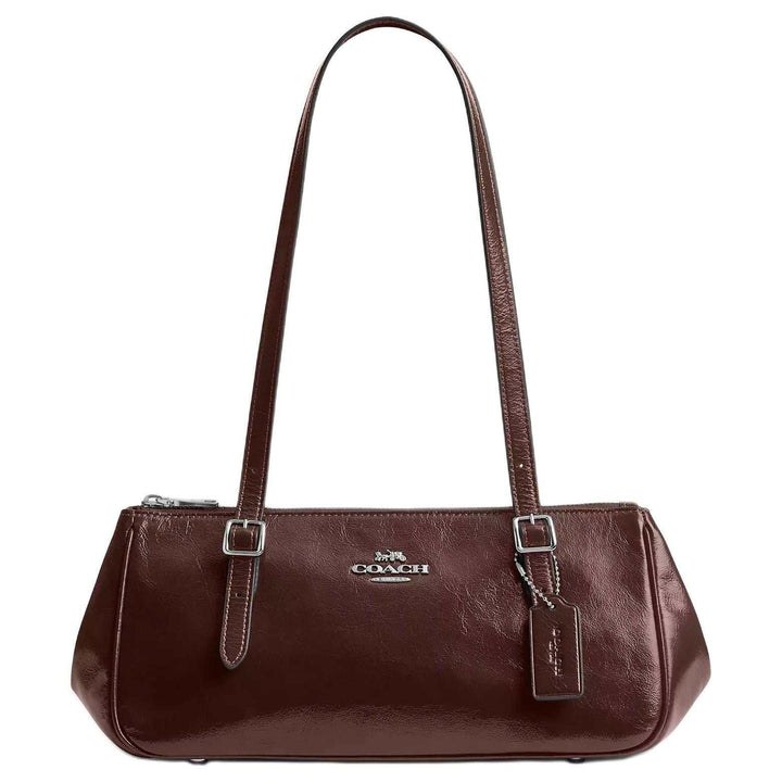 COACH Asher 34 Signature Print Silver Accessories Leather Underarm Shoulder Bag Large Women's Maple