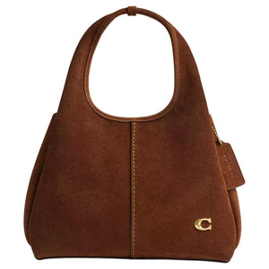 COACH Lana 23 Metal Logo Suede Handbag Medium Size Women's Sweet Brown