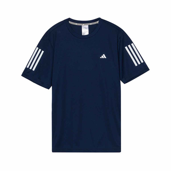 adidas striped men's crew neck t-shirt, versatile summer fashion golf top.