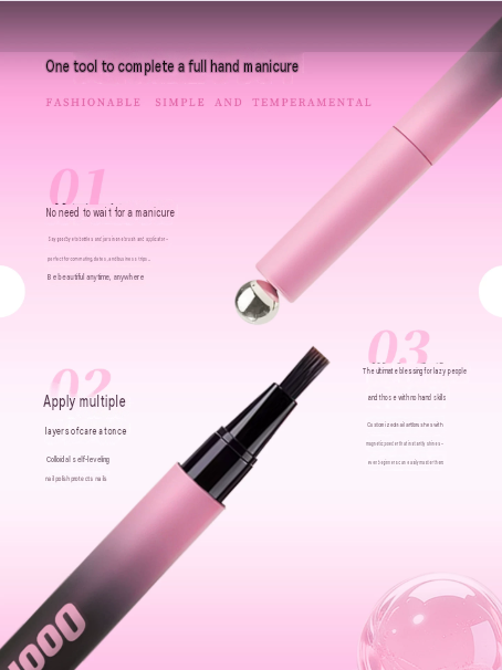 Oooola Cat's Eye Nail Pen 7-in-1 Lazy Nail Polish Glue One-Step Glue 2026 New Spring Festival Cat's Eye Pencil