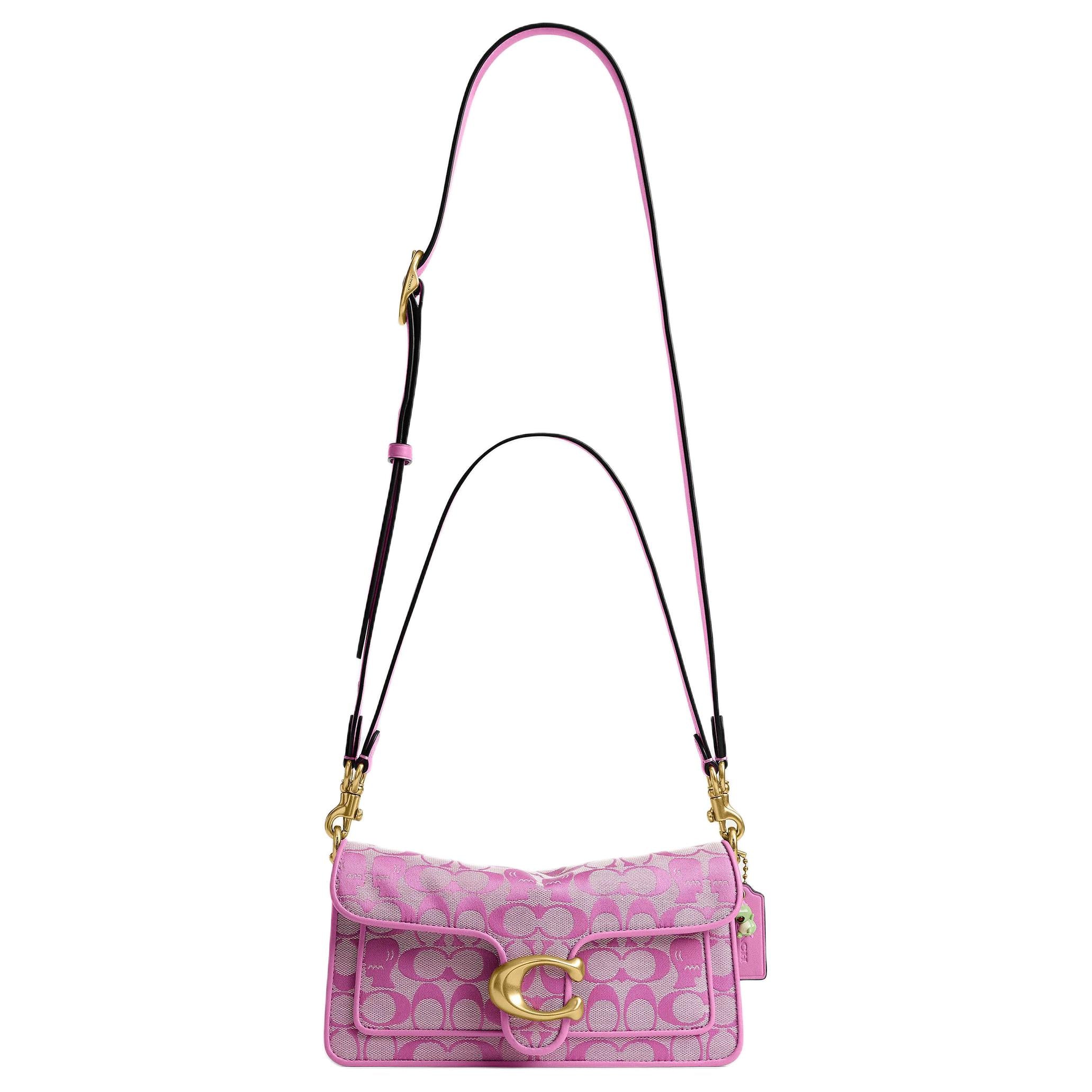COACH x BRAIN DEAD Collaboration Tabby 26 External Zipper Bag Fabric with Cowhide Single Shoulder Bag Medium Size Women's Rose Red