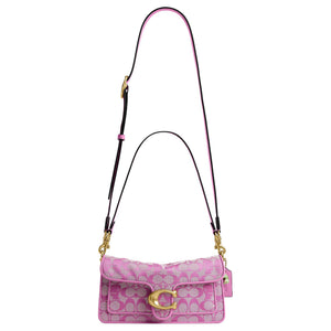 COACH x BRAIN DEAD Collaboration Tabby 26 External Zipper Bag Fabric with Cowhide Single Shoulder Bag Medium Size Women's Rose Red