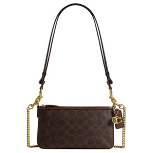 COACH AUDREY 22 Double Zipper Closure Brass Metal Hardware Artificial Leather Single Shoulder Bag Small Women's Brown
