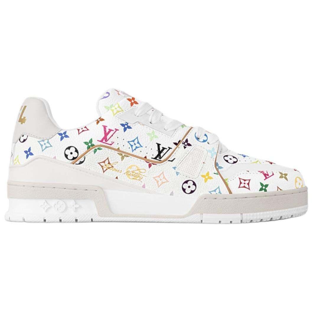 حذاء Louis Vuitton Trainer أبيض بنقشة Multicolor.