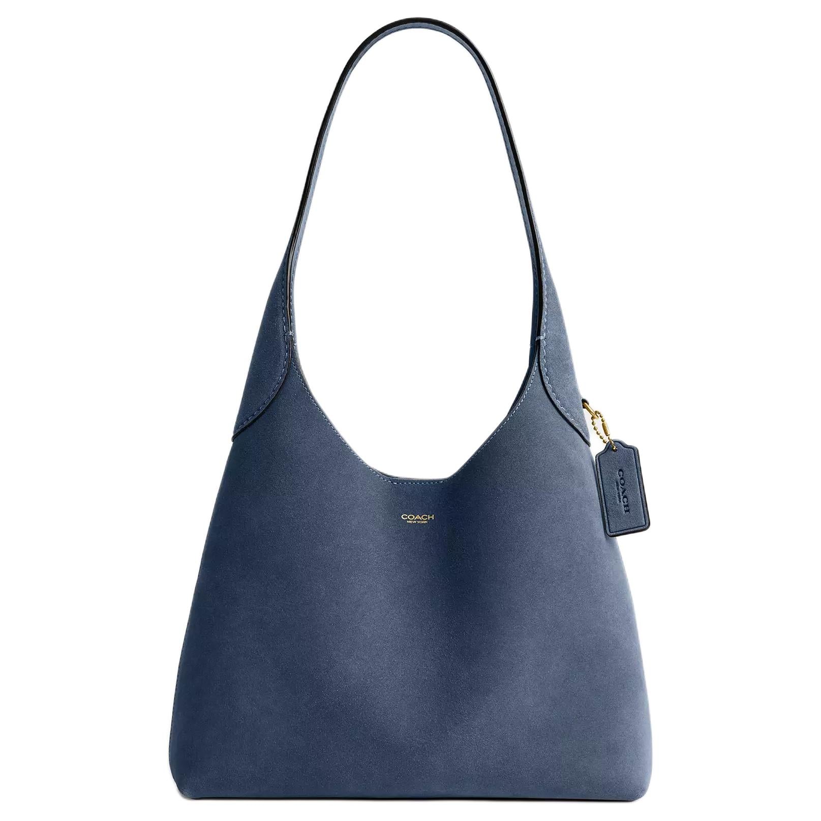 COACH Brooklyn 28 Gold Letter Embossed Cowhide Single Shoulder Bag Small Women's Denim Blue
