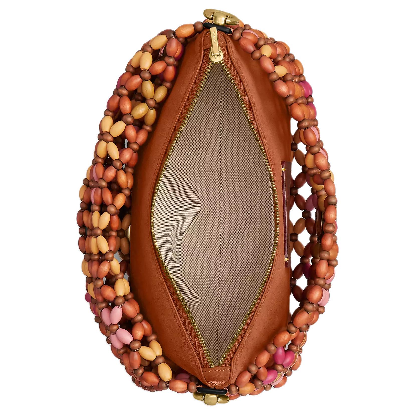 COACH Tapby 26 Wooden Bead Snap-Closure Wood Blend Leather Single Shoulder Bag Medium Women's Maple Style