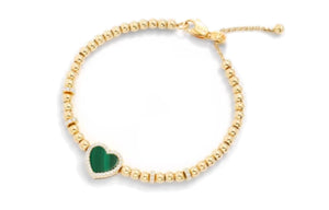 apm monaco Valentine heart round bead adjustable bracelet for women, gold