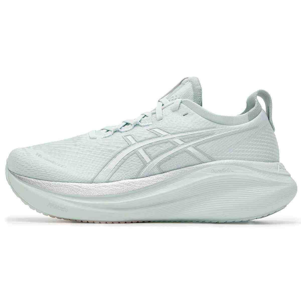 حذاء جري ASICS Gel-Nimbus 27 مريح بلون Pure Aqua.
