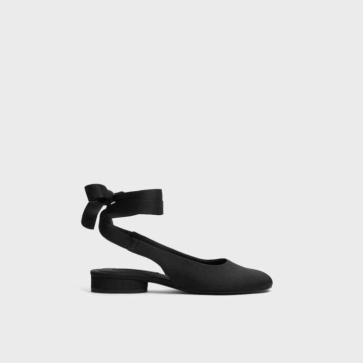 Flat satin lace shoes by CHARLES&KEITH with elegant ankle wrap design.