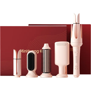 Minhuang Curling Iron, Egg Curl Head, Straightening Comb, Volumizing Comb, 5-in-1 Head Replacement Fully Automatic, Dual-Use