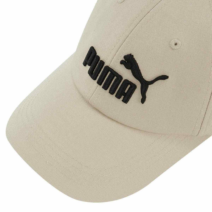 Puma beige unisex baseball cap with black logo embroidery.