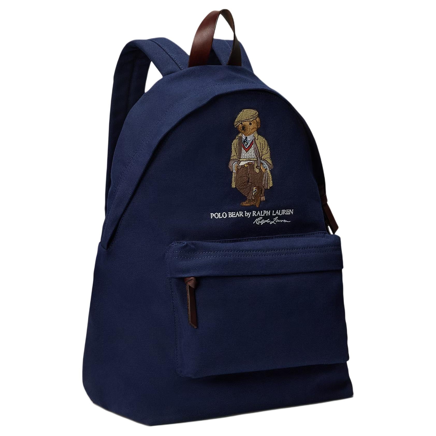 Polo Ralph Lauren Signature Polo Bear Embroidered Fabric Backpack Men's Newport Navy Blue